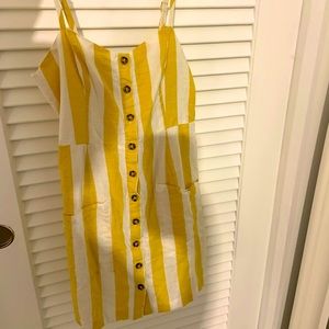 Yellow stripe button up dress